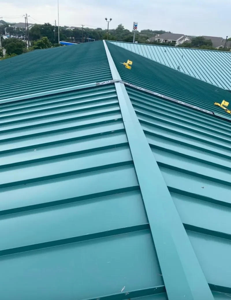 Green commercial metal roof ridge and valley for Metal Roof Repair in Fitzgerald
